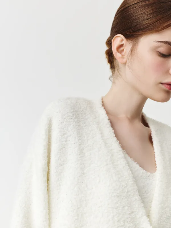 Әйелдер кардиганы, үйге арналған, өлшемі L, полиэстер, сүт түстес, Ami, image-4