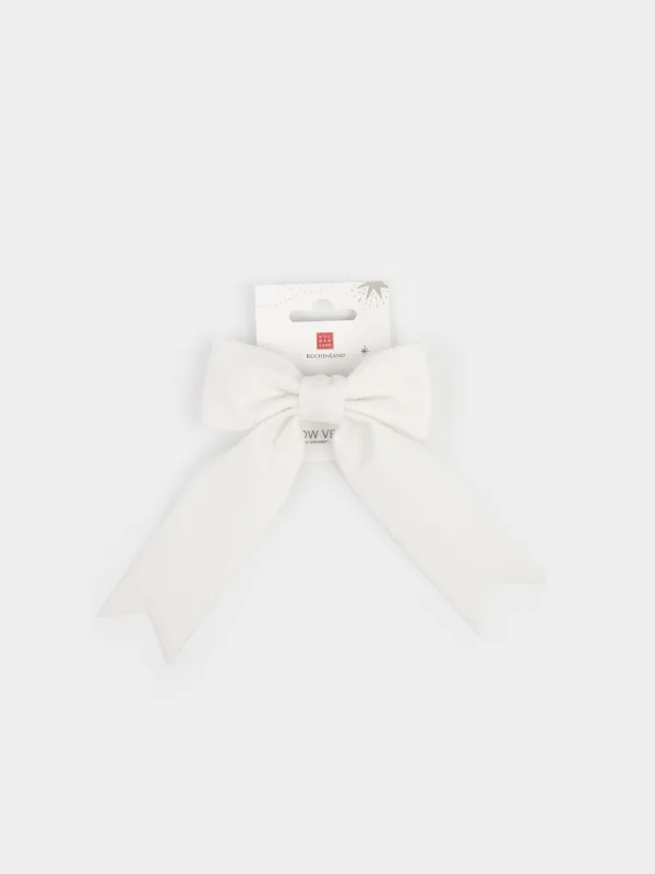 Украшение декоративное, 15х18 см, на клипсе, полиэстер, молочное, Бант, Bow velvet, image-4