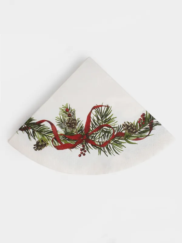 Қағаз майлықтар, 33 см, 20 дана, дөңгелек, ақ, Бантик және шырша бүршігі, Christmas miracle classic, image-0