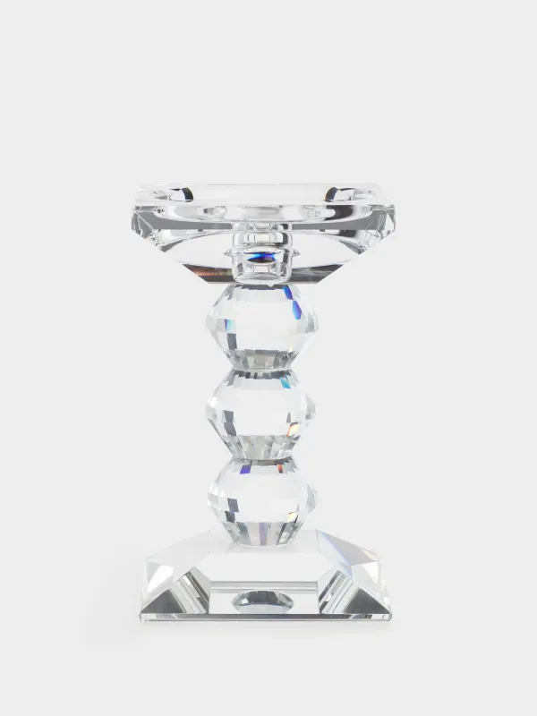 Подсвечник, 15 см, для цилиндрической/тонкой свечи, на ножке, кристальное стекло, Lux crystal, image-0