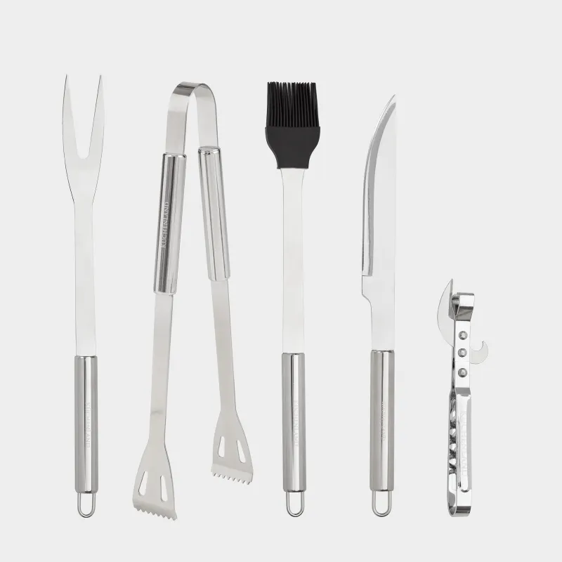 Барбекюге арналған жиынтық, 5 зат, матадан жасалған қорапта, болат/силикон/эко-былғары, BBQ, image-0