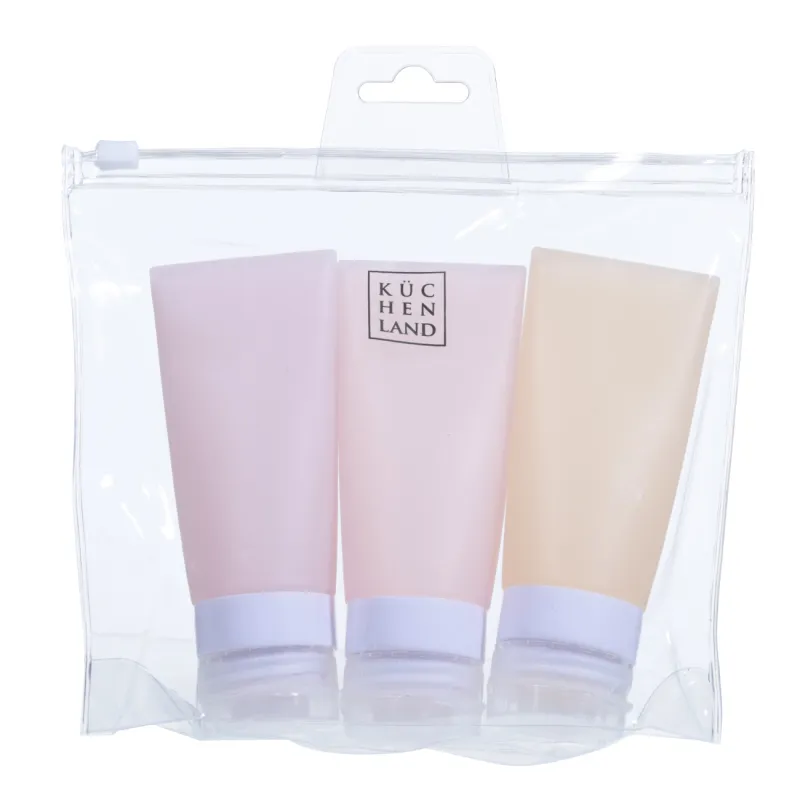 Саяхатқа арналған құтылар жиынтығы, 3 дана, тюбиктер, косметикадағы, силикон, Travel color, image-2
