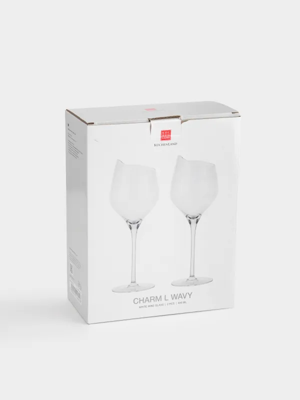 Ақ шарап бокалы, 400 мл, 2 дана, кристалды шыны, Charm L wavy, image-4