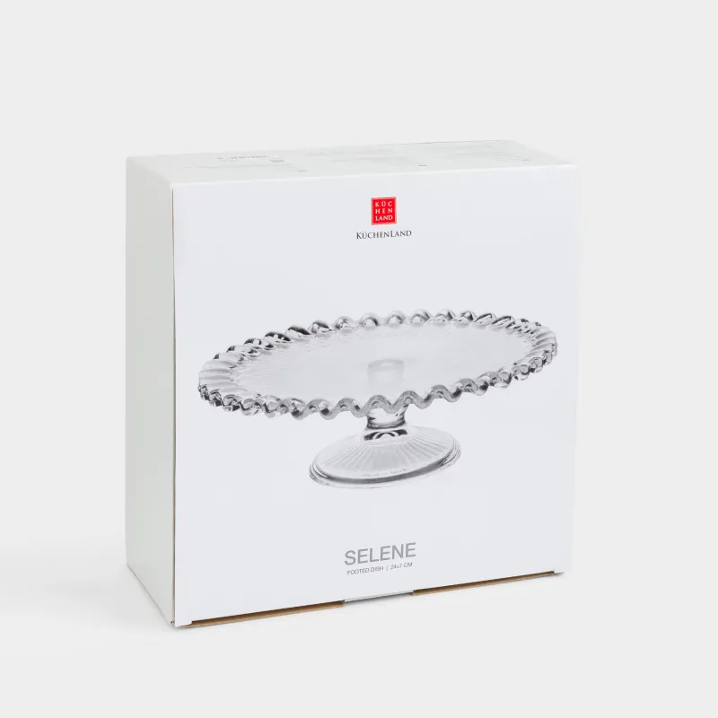 Аяқты ыдыс, 25х7 см, дөңгелек, шыны, Selene, image-4