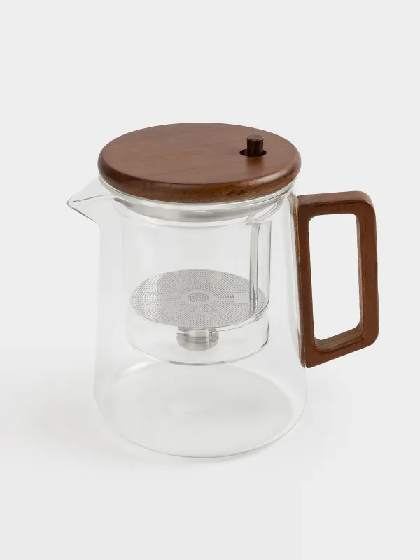 Шай демдеуге арналған шәйнек, 600 мл, шыны Б/ағаш, Clear wood, image-2