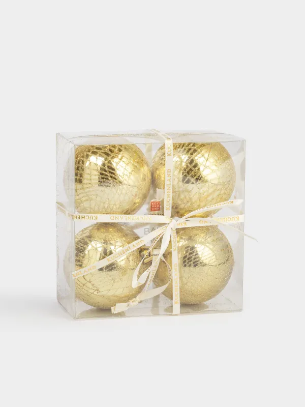 Шырша ойыншығы, 6 см, 4 дана, пластик, шампан, Шар, Ball sparkle, image-2