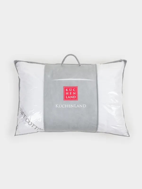 Жастық, 50х70 см, мақта/микрофибра, ақ, күміс жиектері бар, Soft cotton, image-5