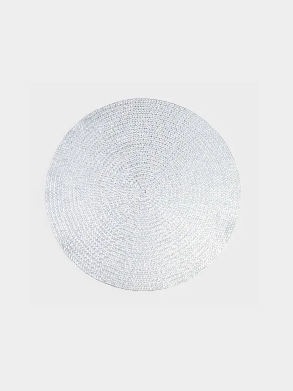 Салфетка под приборы, 38 см, ПВХ, круглая, серебристая, Azhur, image-0