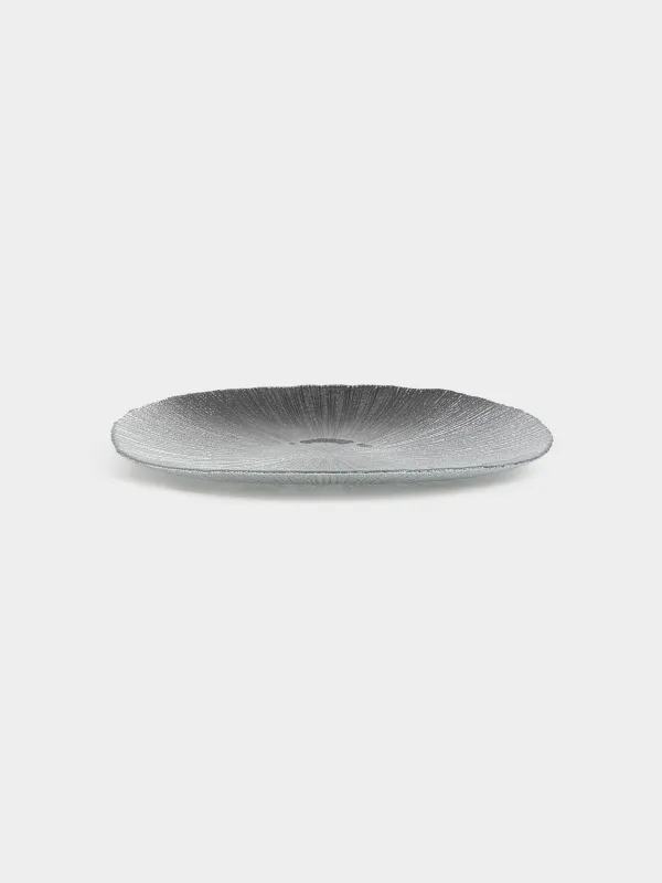 Тарелка обеденная, 28 см, стекло, серебристо-серая, Angle, image-2