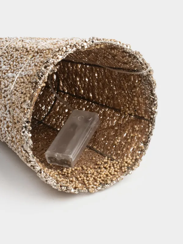 Шырша-конус, 60 см, жарықтандырылған, металл, шампан, Қарлы шырша, Frosty sparks, image-4