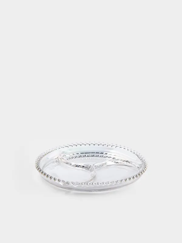 Менажница, 23 см, 3 отд, стекло, круглая, перламутр, Moon, image-0