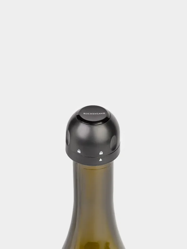 Шампан бөтелкесіне арналған тығын, 4 см, құлыптау механизмі бар, пластик, қара, күмбез, Bar, image-4