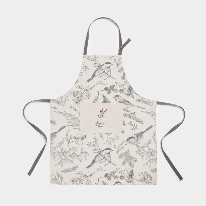 Алжапқыш, 65х80 см, мақта, сұр және сарғылт-қоңыр, Бұтақтардағы суықторғайлар, Bullfinchs