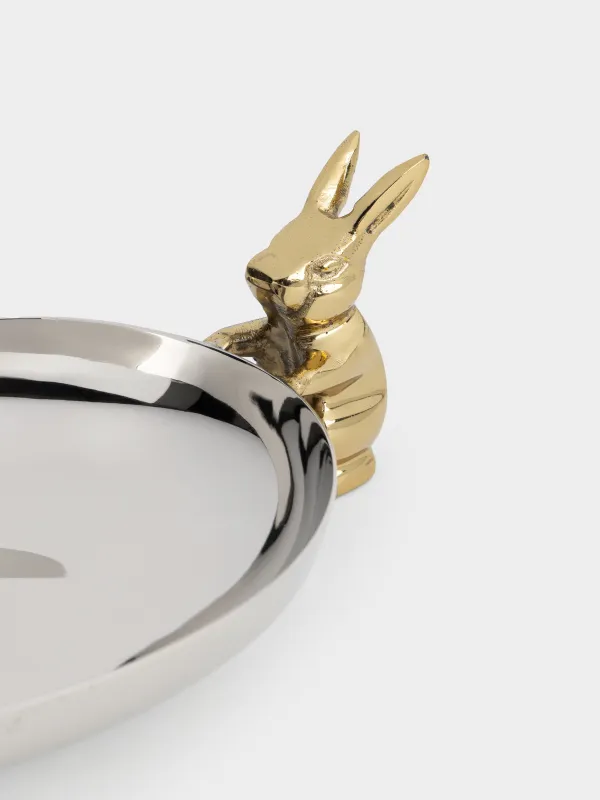 Сәндік ыдыс, 16х12х3 см, болат/жез, күміс және алтын түстес, Қоян, Fantastic, image-2