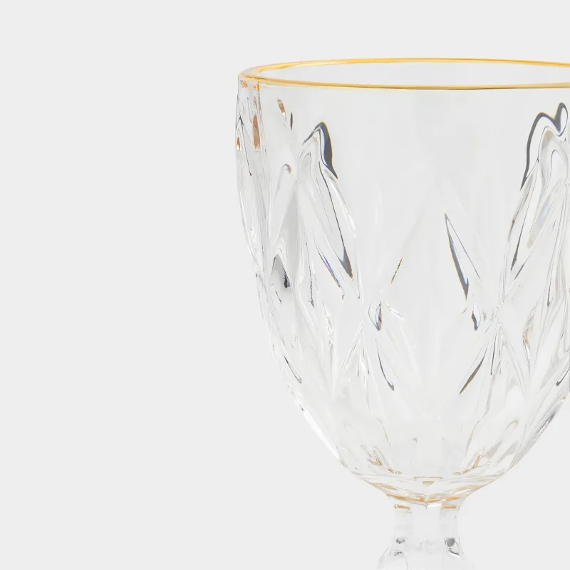 Шарап бокал-кубогы, 300 мл, шыны Р, алтын жиегі бар, Rhomb gold, image-4