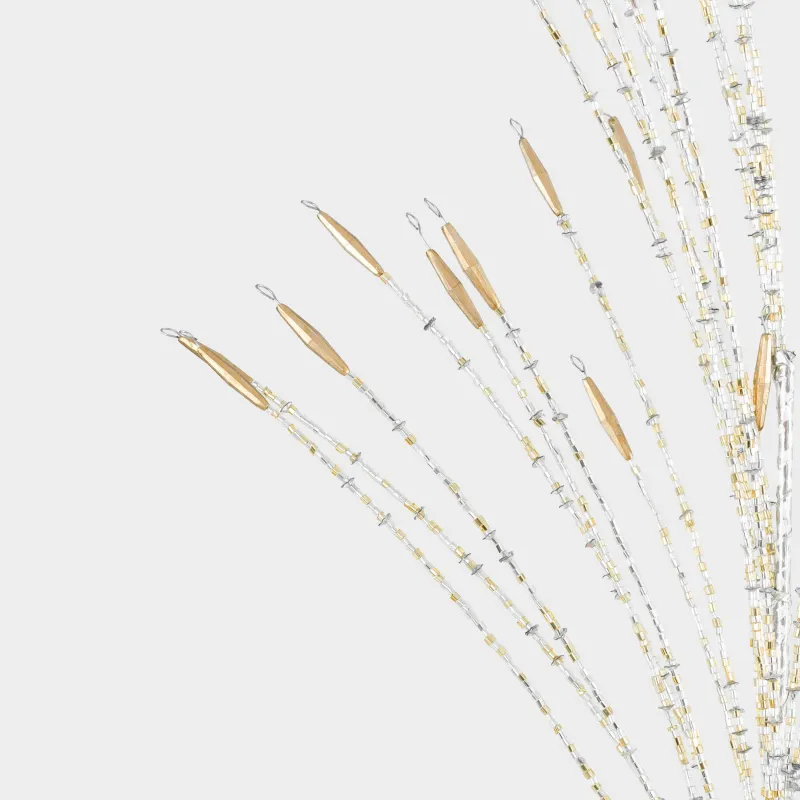 Ветка декоративная, 69 см, бисер/металл, шампань, Мерцающая ветвь, Curved decor, image-2