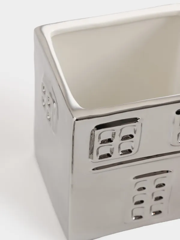 Сақтау ыдысы, 11х20 см, 800 мл, керамика, күміс, Үй, House shape, image-6