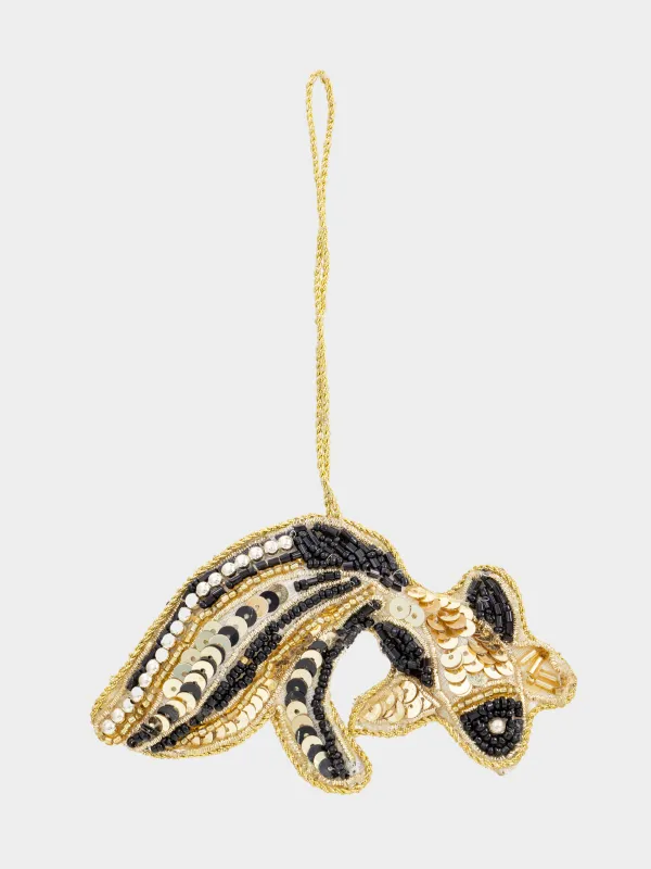 Шырша ойыншығы, 10 см, моншақ/полифилл, күміс-қара, Балық, Beads figure, image-1