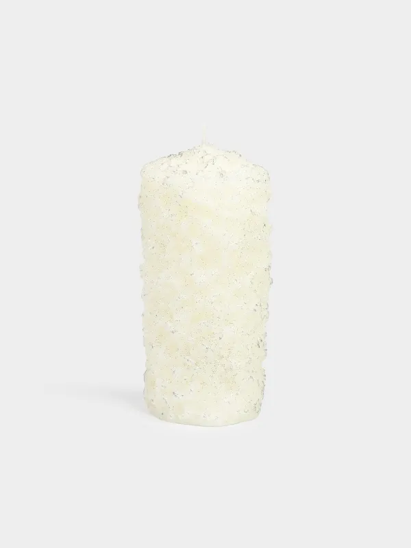 Шам, 8х16 см, сүт және күміс түстес, Қатқан қар, Snowy candle, image-0