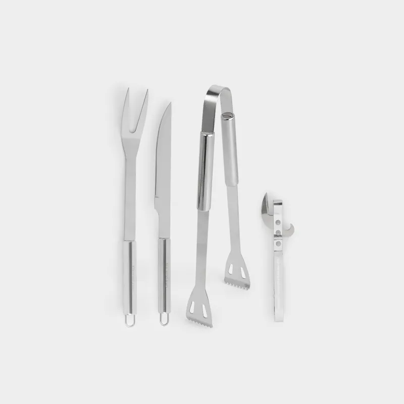 Набор для барбекю, 4 пр, в кожаном чехле, сталь/экокожа, BBQ