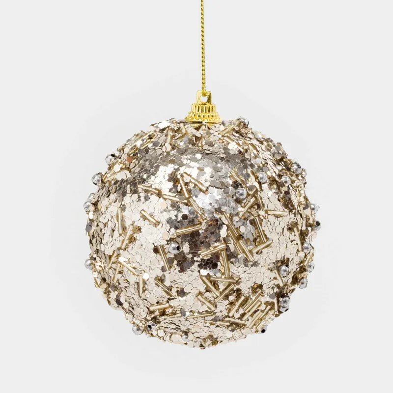 Шырша ойыншығы, 9 см, пенопласт, шампан, страздары бардағы шар, Ball sparkle