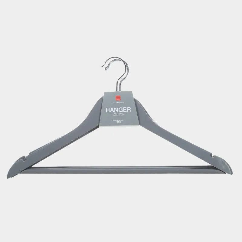 Вешалка-плечики, 44 см, 3 шт, дерево, серая, Wooden house, image-2