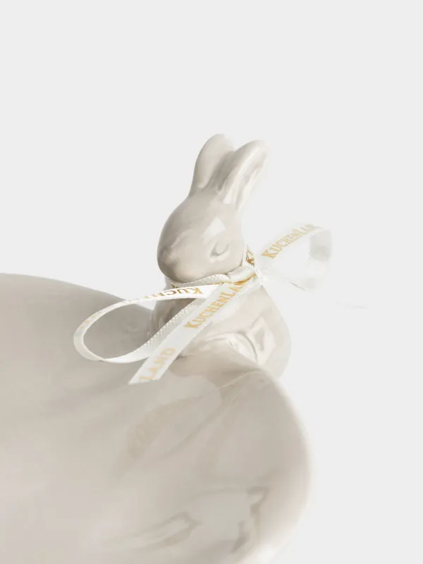 Аяқты ыдыс, 20х12 см, керамика, сарғылт-қоңыр, Қояндар, Rustic Easter, image-2