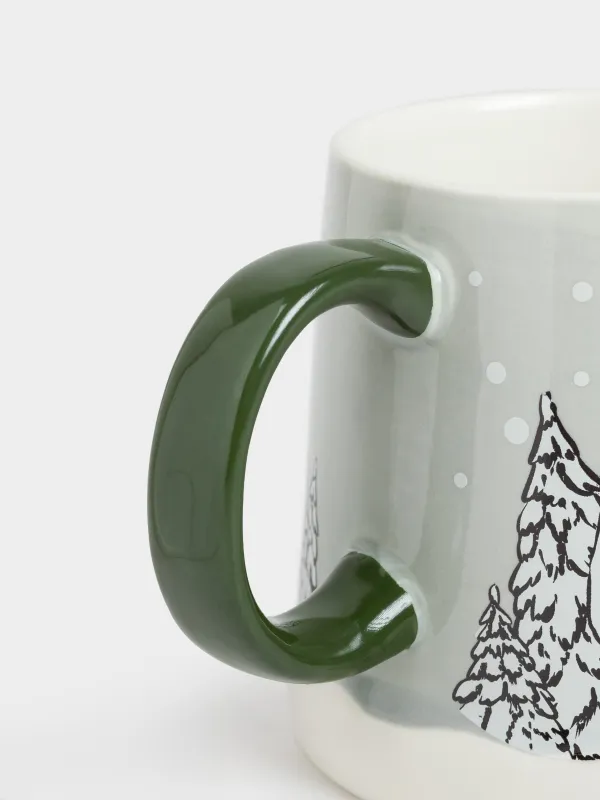 Кружка, 350 мл, с крышкой, Дома в снежном лесу, Forest house, image-2