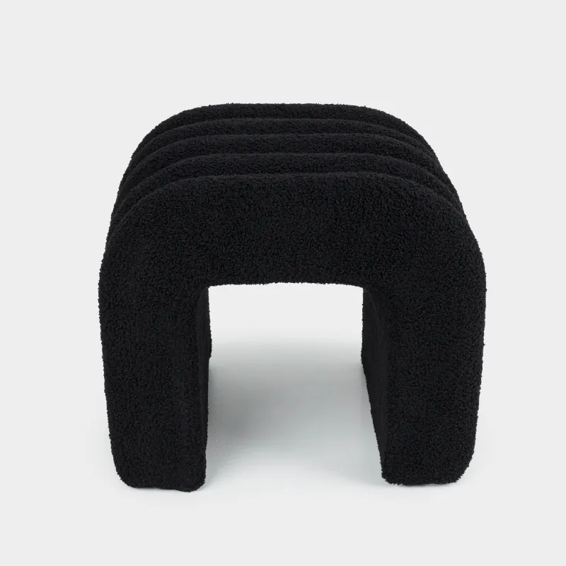 Пуфик, 43х36 см, букле/ағаш, қара, Арка, Boucle, image-0
