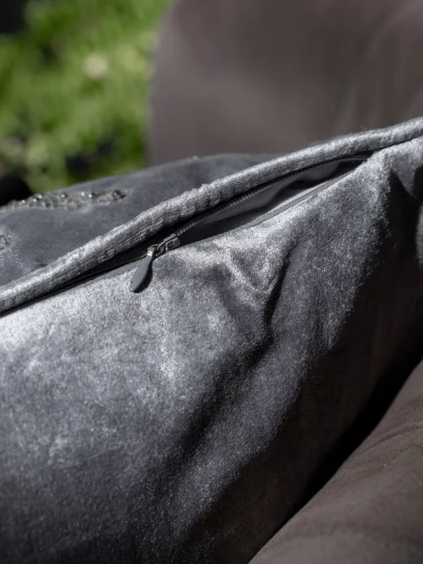 Сәндік жастық, 50х50 см, барқыт/моншақ, сұр, Жылқы, Horse, image-5