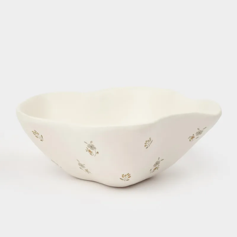 Пиала, 13х5 см, 200 мл, керамика, молочная, Винтажные цветы, La flore