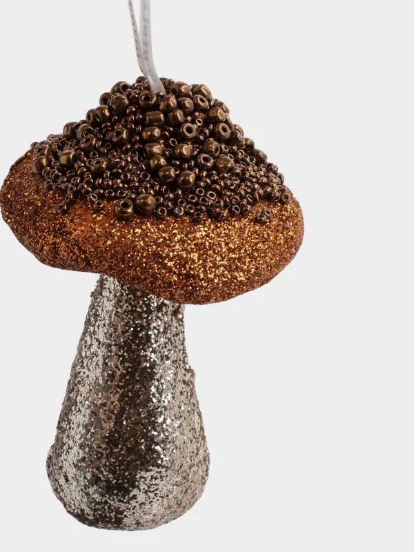 Игрушка елочная, 10 см, полиэстер, коричневая, Гриб, Figure sparkle, image-1