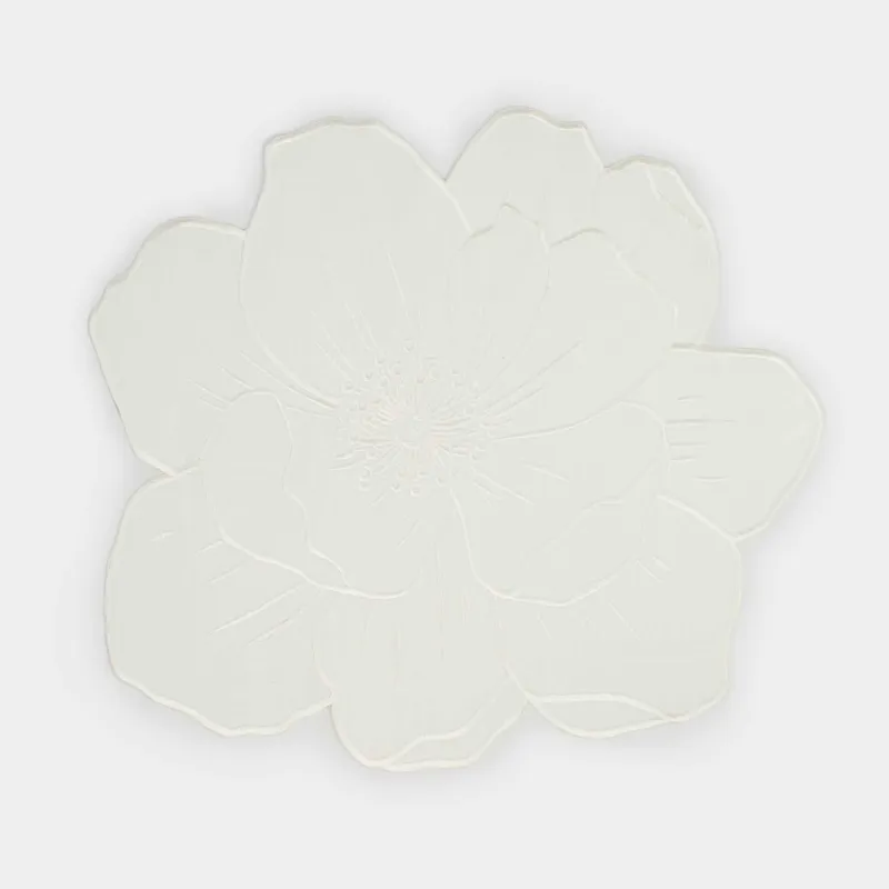 Салфетка под приборы, 37x40 см, полиэстер, фигурная, белая, Цветок, Floral embroidery