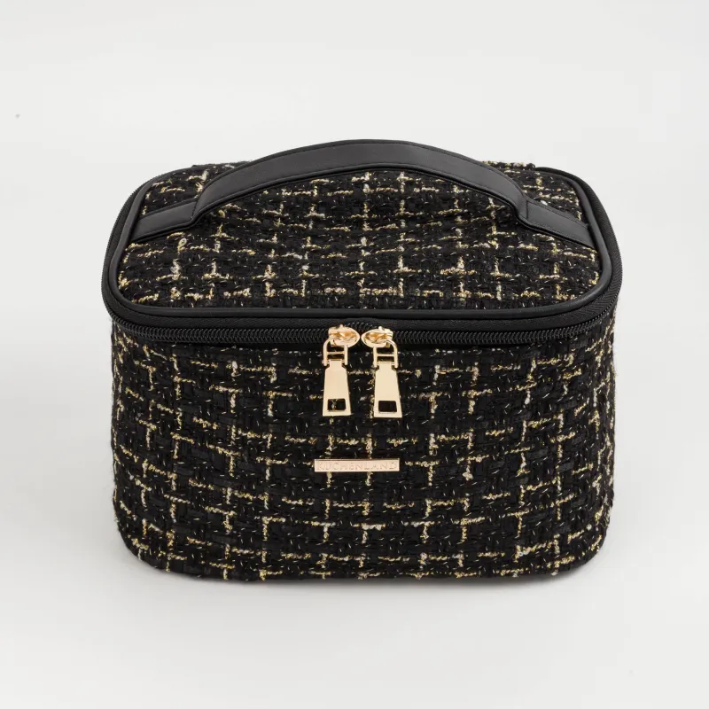 Косметичка, 20x15 см, с ручкой, твид, черная, Wenal, image-1