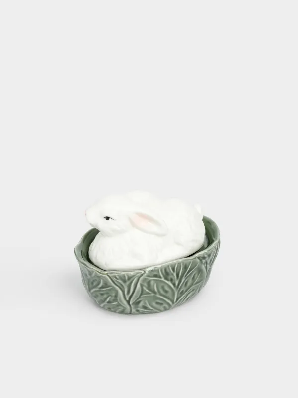 Сақтау ыдысы, 16х13 см, 450 мл, фарфор Р, сүт түстес және жасыл, Қырыққабат ішіндегі қоян, Cabbage, image-4