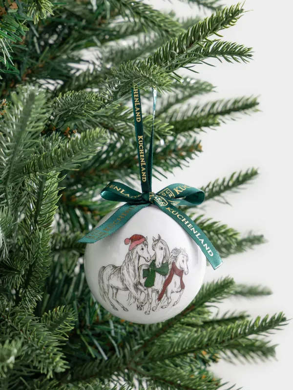 Игрушка елочная, 7 см, пенопласт, Шар, Три коня, Ball print, image-2