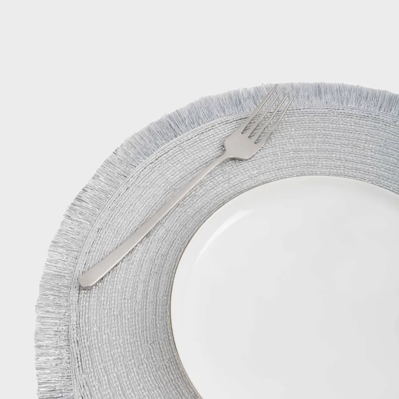 Аспаптарға арналған майлық, 38 см, жиегі бар, полиэстер, дөңгелек, күміс, Rotary shine, image-3