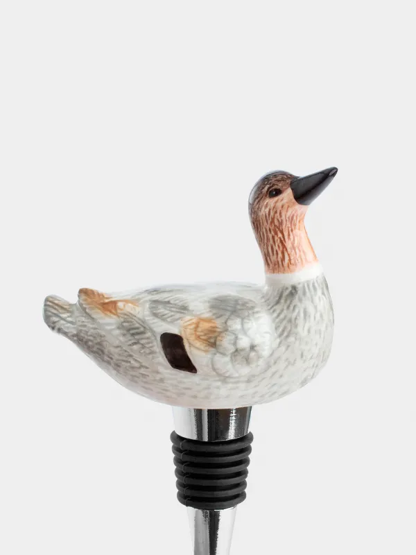 Шарап бөтелкесінің тығыны, 12 см, металл/керамика, Үйрек, Duck, image-1