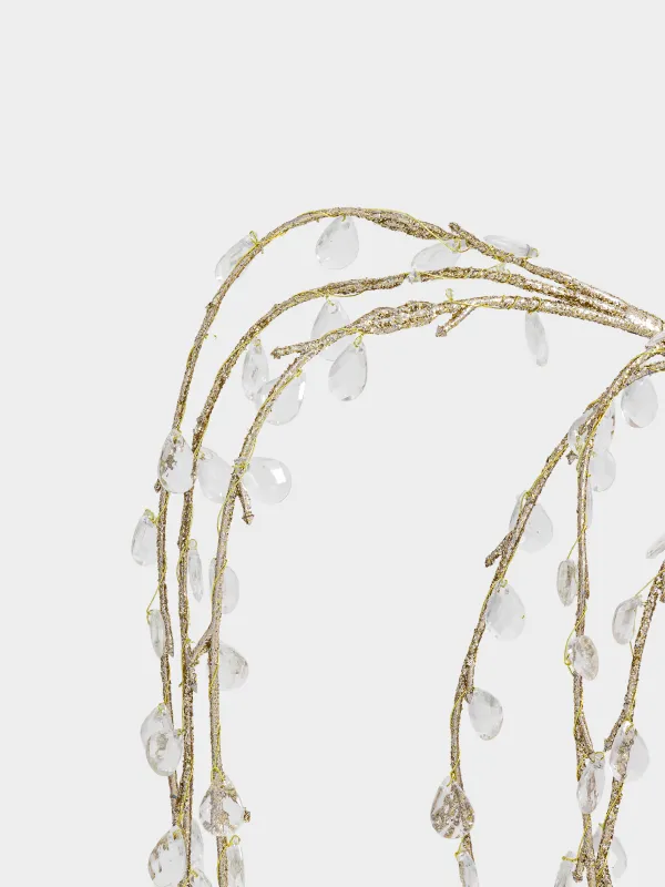 Ветка декоративная, 1 м, акрил/пластик/металл, золотистая, Кристаллы, Crystal decor, image-2