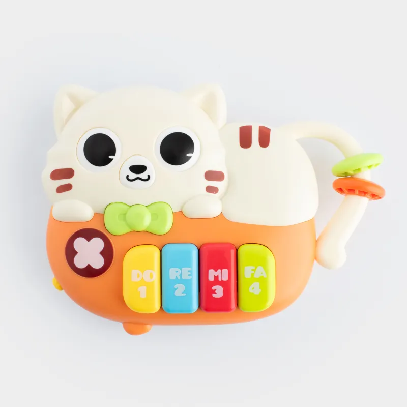 Дамытушы ойыншық, 12х16 см, музыкалық, пластик, Мысық-фортепиано, Cat, image-0