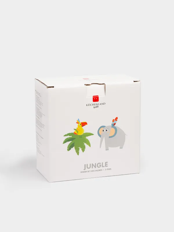 Ыдыс-аяқ жинағы, балаларға арналған, 1 адам, 3 зат, фарфор N, ақ, Жануарлар, Jungle, image-7