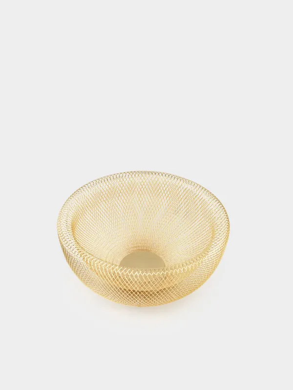 Корзина для фруктов, 30 см, металл, золотистая, Сетка, Twist twin, image-1