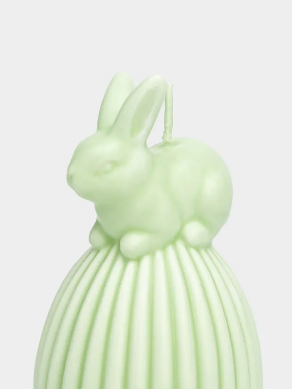 Свеча, 11 см, зеленая, Кролик на яйце, Easter lace, image-1
