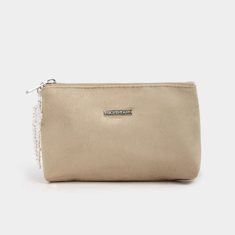 Косметичка, 19х12 см, полиэстер, бежевая, Жемчужный бантик, Beauty bow