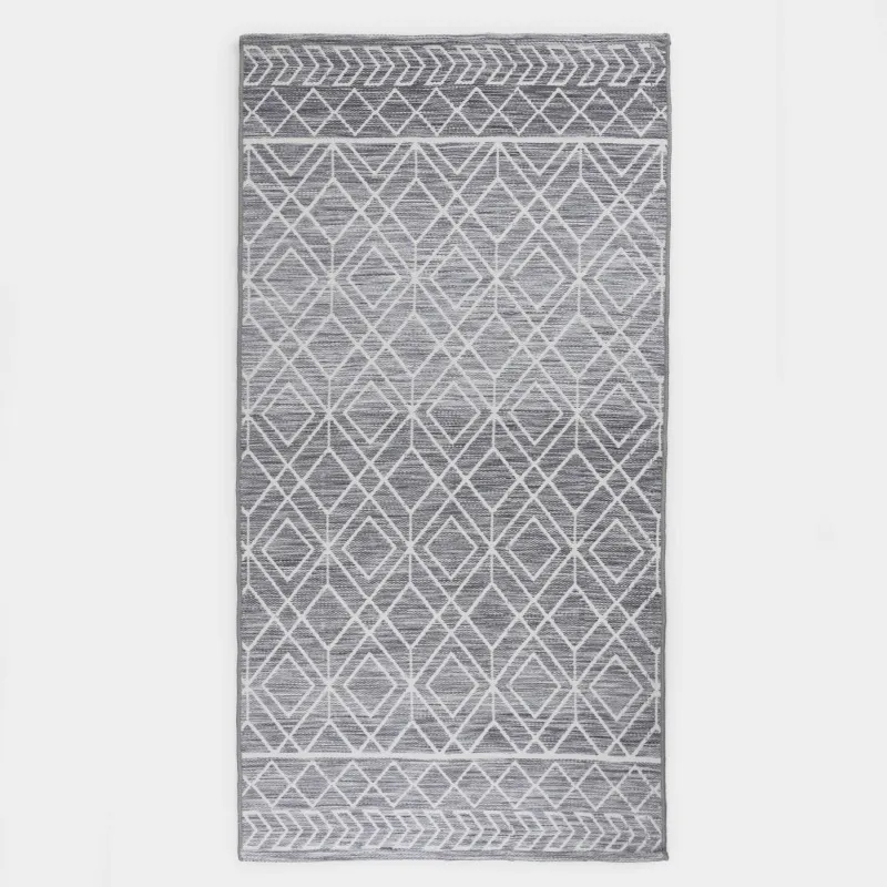 Кілемше, 80х150 см, полиэстер/мақта, сұр, Ромб, Rhombic