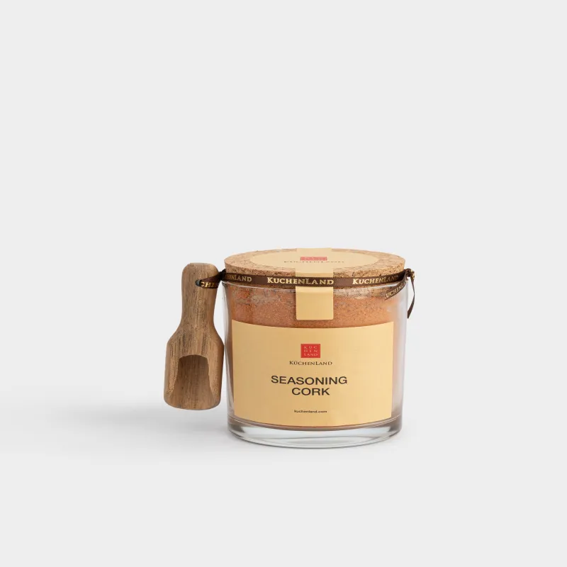Дәмдеуіштерге арналған ыдыс, 12 см, толтырғышы бар, қасығы бар, шыны/ағаш, Маусымдық дәмдеуіштер, Seasoning cork, image-1