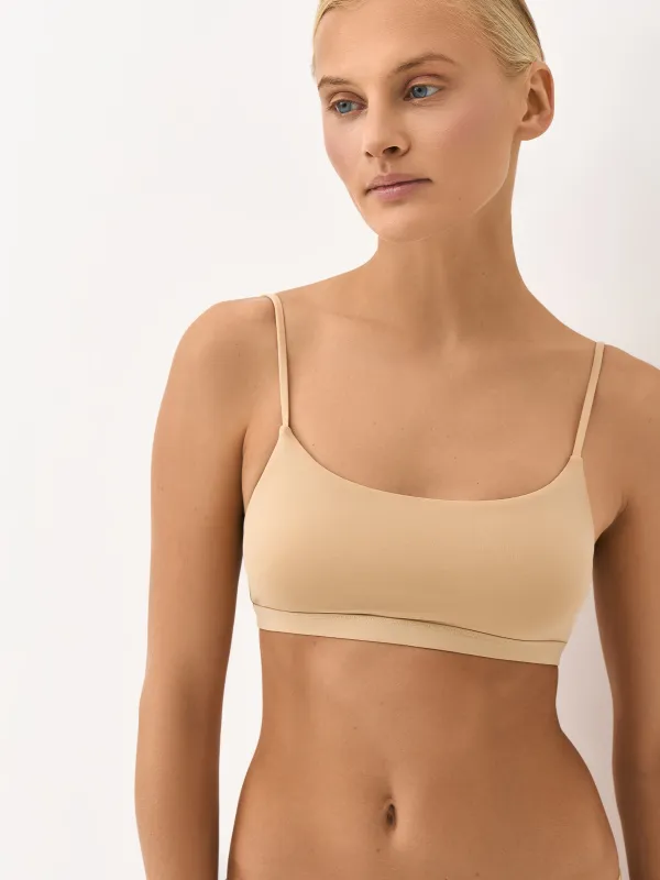 Топ бра, өлшемі XS, белдіктері бар, полиамид/эластан, сарғылт-қоңыр, Madalena, image-0