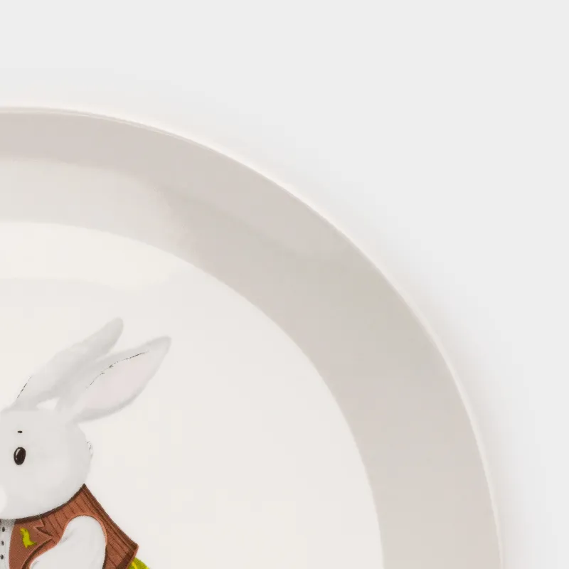 Балаларға арналған тіскебасар тәрелкесі, 19 см, фарфор N, ақ және сұр, Велосипедтегі қоян, Ideas life, image-4