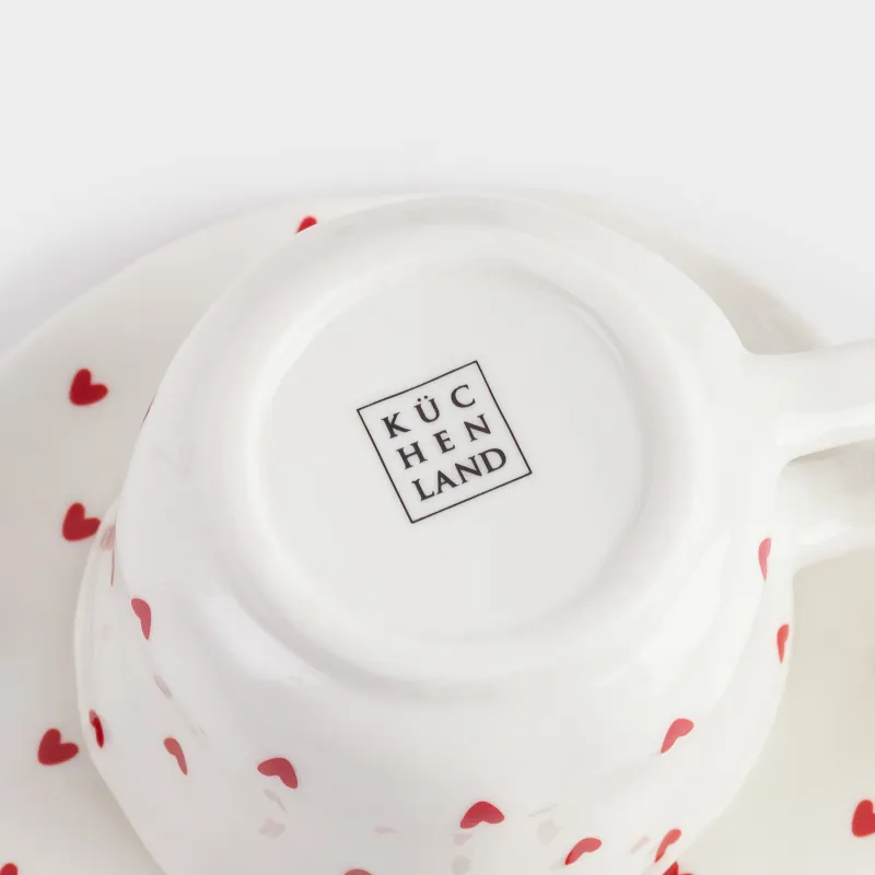 Шай жұбы, 1 адам, 2 зат, 300 мл, фарфор Р, сүт түстес, Жүрек, Crumple amour, image-3