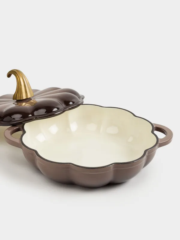 Сотейник, 26 см, 2,3 л, қақпағы бар, шойын, қоңыр, Асқабақ, асқабақ, image-2